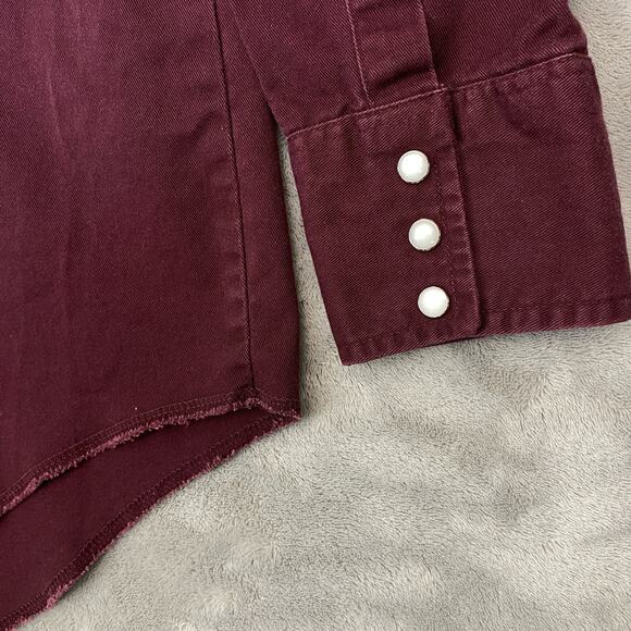 Vintage 90's Wrangler Western Shirt Men's 19 x 36 Big Pearl Snap‎ Long Tails USA - Picture 9 of 9